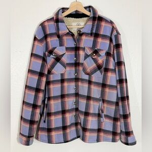 Sage Collective plaid fleece flannel jacket 
Sherpa lining purple tones XXL